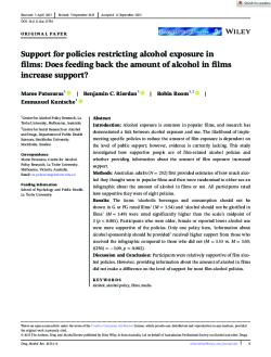 Support for policies restricting alcohol exposure in films
